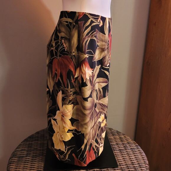 Vntg 90s Dressbarn Wrap Skirt Womens Sz 10 Rayon Floral Autumn Fall Midi - Picture 8 of 9